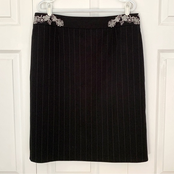 JESSICA Black Embroidered Pin Striped Dress Women’s Size 16 - Picture 1 of 5